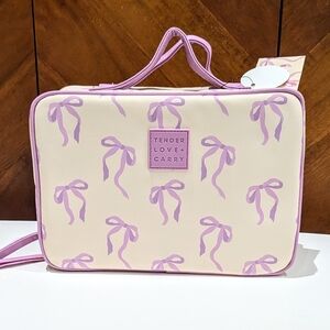 NWT Tender Love + Carry Toiletry Weekender Bag with Hanger Lilac Ribbon Bows Bow